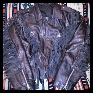 Genuine leather motorcycle jacket